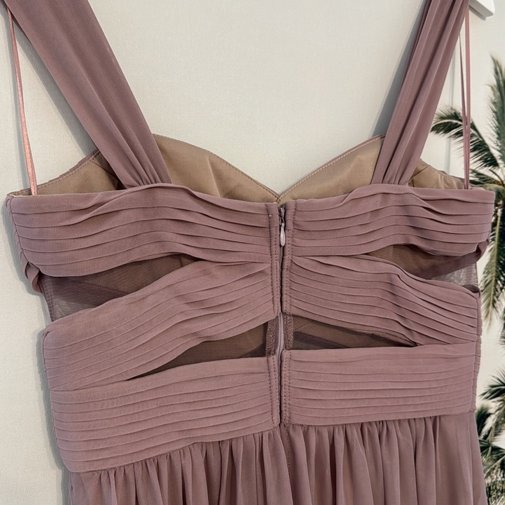 Birdy Grey Elsye Dress Mesh Mauve Bridesmaids Floor Length Gown Mesh Cutout - Picture 6 of 10